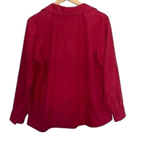 Talbots Woman Petites 1X Raspberry Pink Button Down Long Sleeve Suede Shirt X - Picture 4 of 8